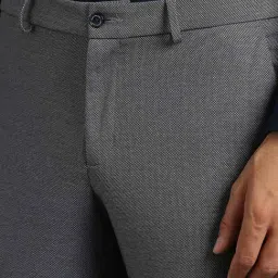 Louis Philippe Grey Slim Fit Texture Trousers image 4