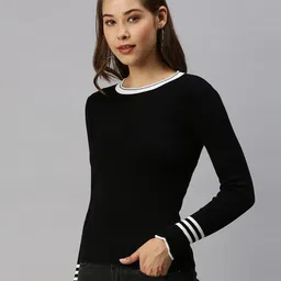 SHOWOFF Round Neck Ribbed Fitted Top image 5