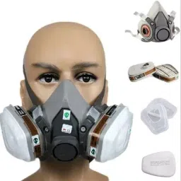 3M Half Facepiece Reusable Respirator Meduim Size Grey Thermoplastic Elastomer (TPE) for Fighting & Rescue Operations Use, 6200 (Pack of 1 Pcs) image 4