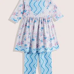 Sangria Girls Printed Kurta with Trousers-image-17