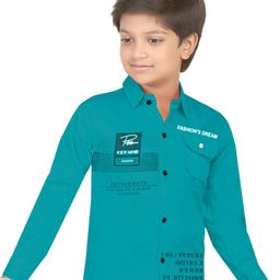 BAESD Boys Classic Regular Fit Spread Collar Typography Printed Cotton Casual Shirt-image-29