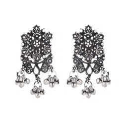 VOJ Silver Oxidized Plated Artificial Stone & Beaded Long Necklace & Earring Set image 5