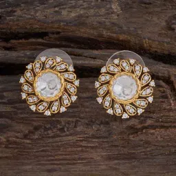Kushal's Fashion Jewellery White Victorian Polished Kundan Earring for Women-picture-19