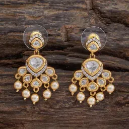 Kushal's Fashion Jewellery White Victorian Polished Kundan Earring for Women-picture-43