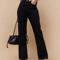 Fame Forever By Lifestyle Black Cotton Regular Fit Jeans-picture-29