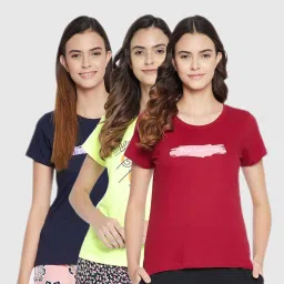 Clovia Assorted Graphic Print T Shirt (Pack of 3) image 1