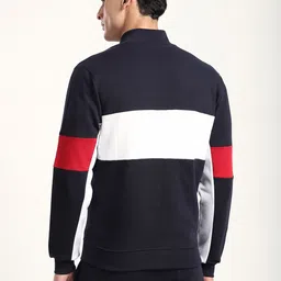 R&B Men Brand Logo Colourblocked Sporty Jacket with Embroidered image 3