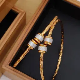 Anouk Set Of 2 Gold-Plated Artificial Stones Studded Cuff Bracelet-picture-26