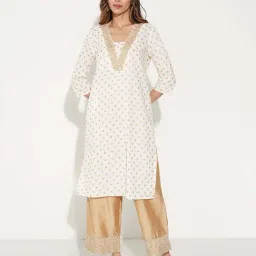 Rangmanch By Pantaloons Snow White Regular Fit Embroidered Kurta-picture-17
