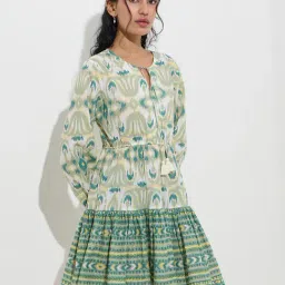 Bombay Paisley by Westside Sage Ikat Design Cotton A-Line Dress image 1