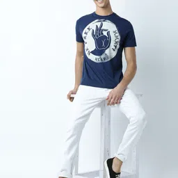 Huetrap Men Navy Printed Round Neck T-Shirt-picture-49