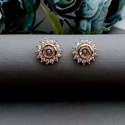 MEIRA JEWELLERY Rose Gold-Plated Artificial Stones Studded Floral Shaped Studs-picture-20