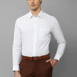 Louis Philippe White Cotton Slim Fit Checks Shirt-picture-24