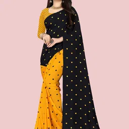 Moda Rapido Polka Dot Poly Georgette Half and Half Saree-picture-13