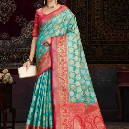 Mimosa Green Woven Saree With Unstitched Blouse-picture-38