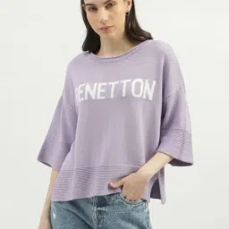 United Colors of Benetton Purple Cotton Graphic Print Sweater-picture-22