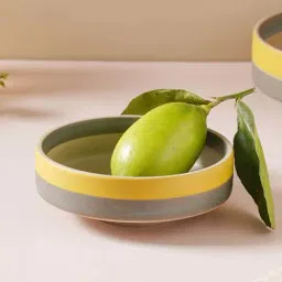 Nestasia Beige, Grey & Yellow Lead-Free Round Ceramic Serving Bowl for Dips and Munchies, 200ml-image-10
