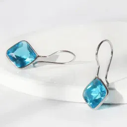 GIVA 92.5 Sterling Silver Aqua Blue Earrings for Women-image-4