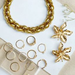 Joker & Witch Sienna Gold Necklace Set with Rings-picture-22