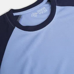 CHIMPRALA Boys Blue Colourblocked Round Neck Sports T-shirt image 3
