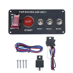 12V 5IN1 Racing Car Ignition Switch Panel with Engine Push Button Ignition Starter Switches Panel 5 in 1 Carbon Fiber Toggle Switches for RV Car Boat Yacht Ship SUV Bus Caravan image 1