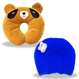 Chinmay Kids Mustard Seeds, Polyester Fibre Animals Baby Pillow Pack of 2 Brown, Blue-picture-19