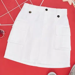 Pantaloons Junior Solid Skirt - Bright White-picture-21