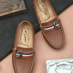 Stefens Synthetic Self Design Loafers - Tan-picture-36