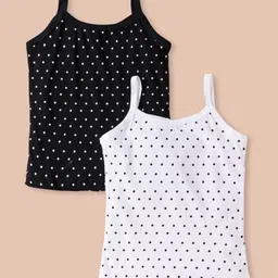 Bodycare Cotton Knit Singlet SleevesSlips with Polka Dot Print Pack of 2 - Black & White-picture-10