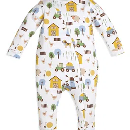 My Milestones Full Sleeves Construction Vehicles Printed Romper - White-picture-12