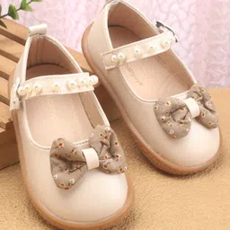 Babyoye Velcro Closure Ballerina With Bow Applique - Beige-image-68