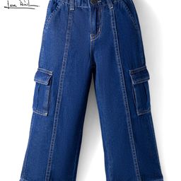 arias by lara dutta Arias Cotton Woven Full Length Washed Jeans With Cargo Pockets - Blue-picture-16