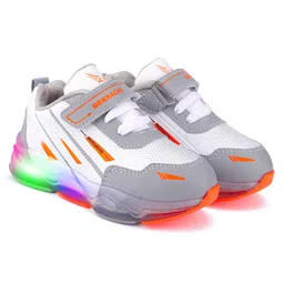 BERSACHE Colour Blocked & Mesh Detailed Velcro Closure LED Shoes - Grey-picture-27