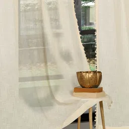 HOSTA HOMES Cream-Coloured Geometric Long Door Curtain image 3