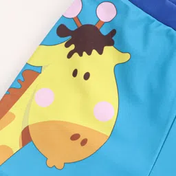 Babyhug Swimming Trunks with Cap Giraffe Print - Blue image 3