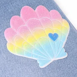 Little Kangaroos 100% Cotton Denim Full Length Washed Jeans With Shell Print - Light Blue image 3