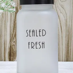 Femora Frosted Glass Jar for Kitchen Storage Black Lid, 1500 ml, Set Of 2 image 3