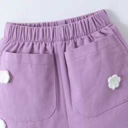 Mark & Mia Cotton Trouser With Floral Crochet Applique - Purple image 3