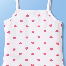 Babyoye Cotton Elastane Knit Sleeveless Slips With Floral & Heart Print Pack Of 3 - Green White & Yellow image 3