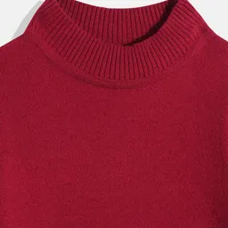 Femea Full Sleeves Solid Skivvy Sweater - Maroon image 4
