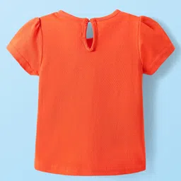 Babyhug Cotton Woven Hearts Printed Frock with Half Sleeves Inner Tee - White & Orange image 3