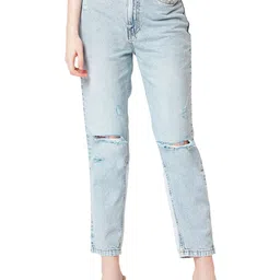 Kraus Jeans Women High-Rise Mildly Distressed Light Fade Jeans-picture-40
