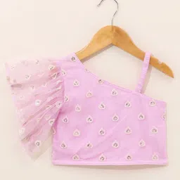 Babyhug Sleeveless Embroidered Choli Lehenga And Dupatta - Lavender image 4