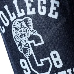 Pine Kids Denim Full Length Washed Jeans With Text Print - Navy Blue image 4