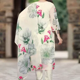 RUNAYA NX Women Floral Printed Kurta with Trousers & Dupatta image 5