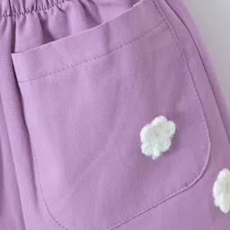 Mark & Mia Cotton Trouser With Floral Crochet Applique - Purple image 5