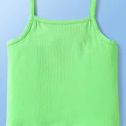 Babyoye Cotton Elastane Knit Sleeveless Slips With Floral & Heart Print Pack Of 3 - Green White & Yellow image 5