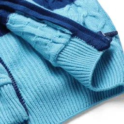 Pine Kids Knit Full Sleeves Front Open Sweater with Kangaroo Pocket & Cable Knit Design - Blue image 5