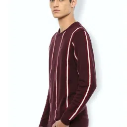 Van Heusen Maroon Cotton Slim Fit Striped Sweatshirts image 3