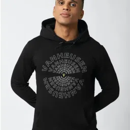 Van Heusen Black Regular Fit Printed Hooded Sweatshirts image 1